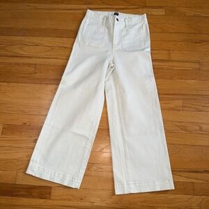 Gap Jeans 27 Bleached High Rise Wide Leg Stretch Denim Pants Patch Pockets